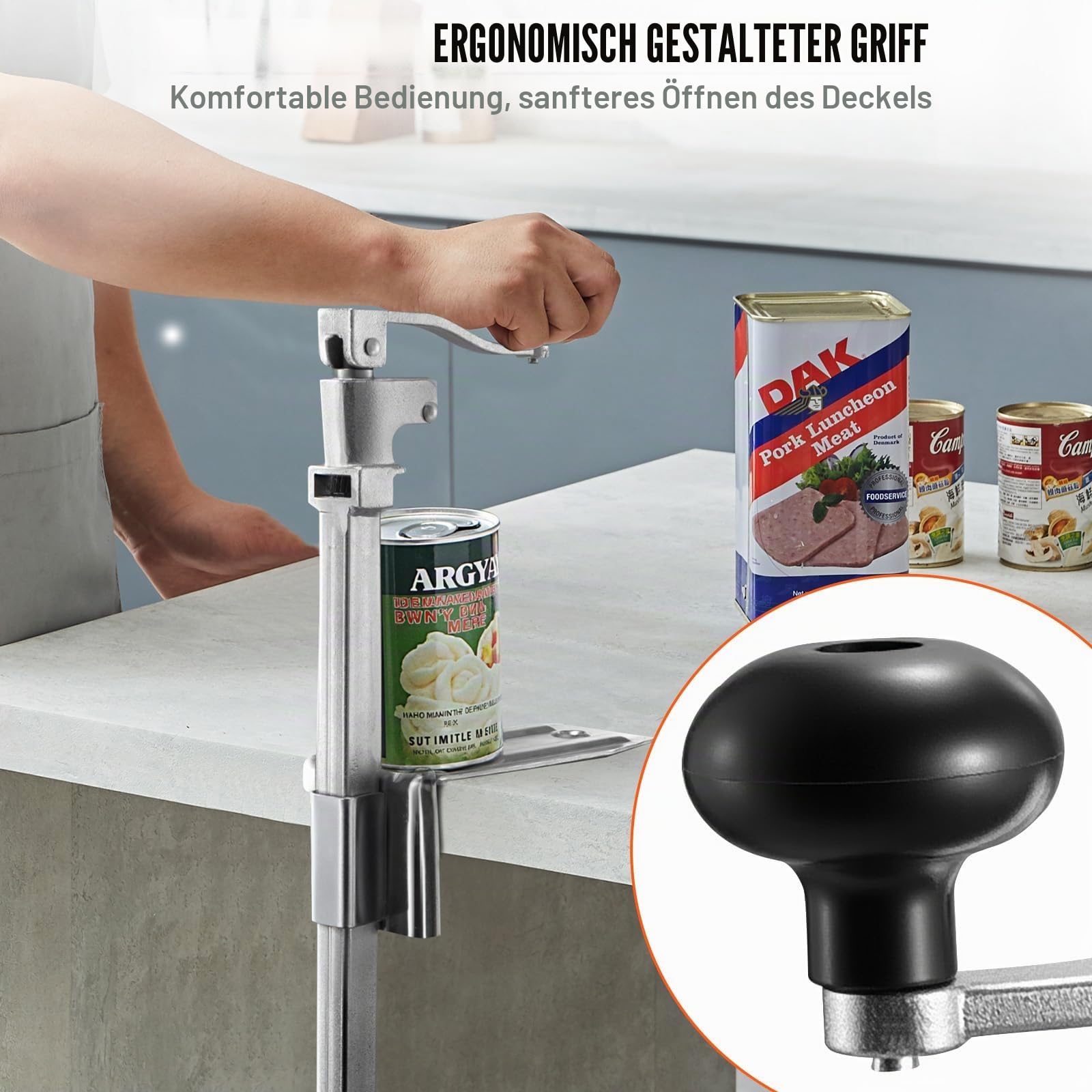 VEVOR kommerzieller Dosenöffner, manueller Tischdosenöffner für Dosen bis zu 30 cm Höhe, höhenverstellbarer Konservenöffner mit Schrauben, Büchsenöffner aus Stahlguss für Restaurants Hotels