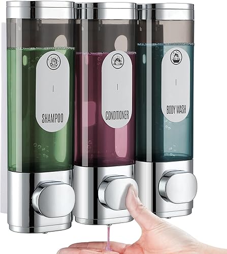 Dispensador de champú y acondicionador, dispensador de champú Lanrritoire para ducha sin taladro montado en la pared, dispensador de champú y gel de