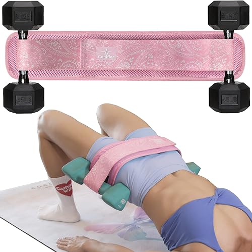 Hip Thrust Belt with 3 Resistance Bands - Adjustable Fitness Belt for Dumbbells, Kettlebells, Plates - Support Up to 100 lbs - For Glute Workouts at