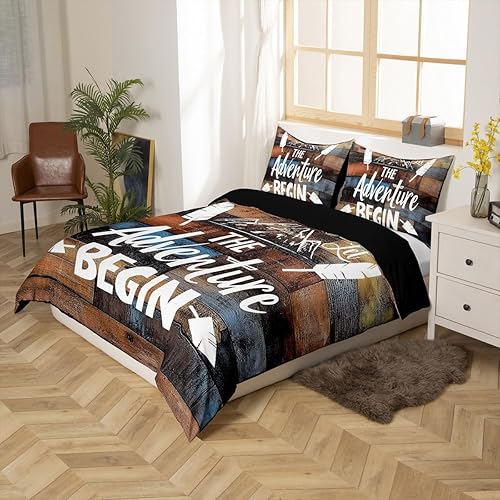 Miniatura 2 de Erosebridal Juego de funda de edredón rústica para cabaña, cámper, tamaño individual, para literas de caravana, funda de edredón para campamento