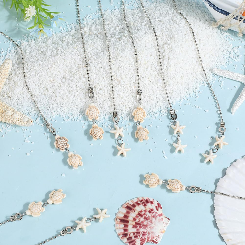 CRASPIRE 12Pcs 2 Styles Sea Turtle Ceiling Fan Pull Chain Synthetic Turquoise 14.17 Inch Starfish Summer Ocean Hanging Charm Ornament Fan Ball Chain Extender Danglers for Ceiling Fan Light Lamp Decor - Image 4