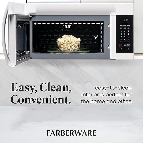 Miniatura 5 de Farberware Horno de microondas sobre la gama, 1.7 pies cúbicos - 1000 W - Recalentamiento automático, cocción multietapa, función de