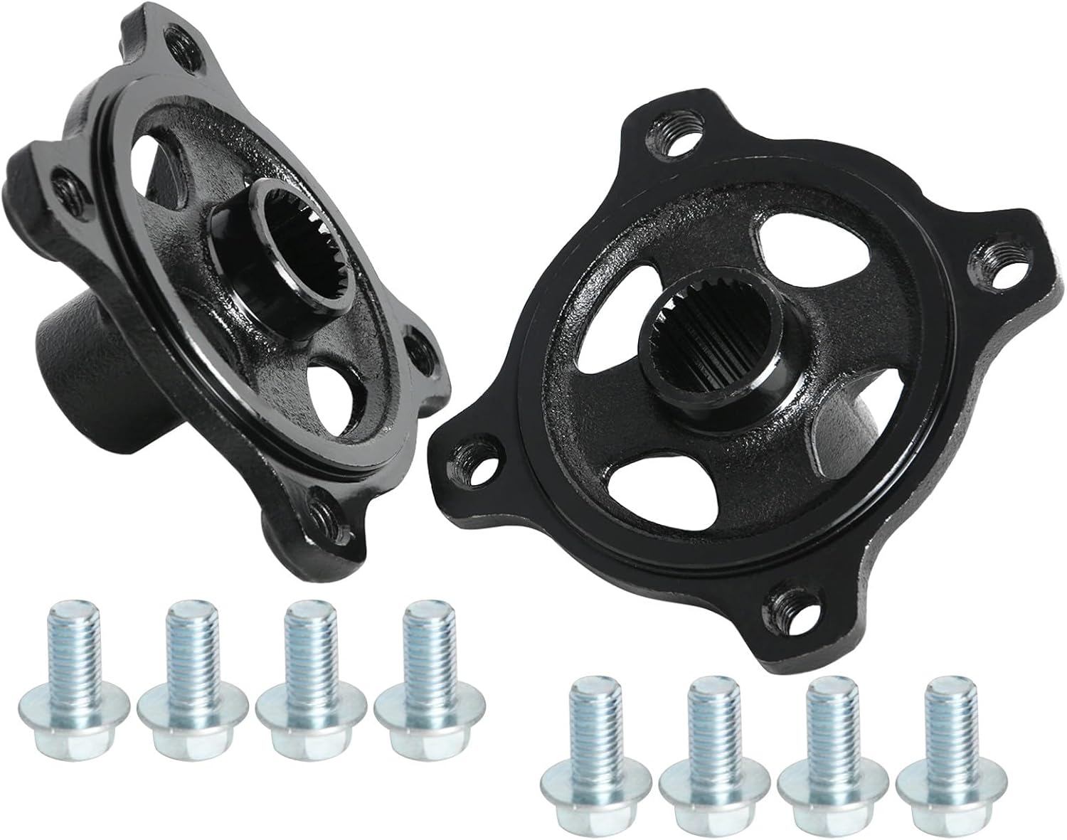 Pair 4 Stud 23T Spline Wheel Rear Axle Hubs, 110mm Spacing Black for ATV Quad Buggy Go Kart Drift Trike Cart DIY Parts 7-10 inch Wheels Tires