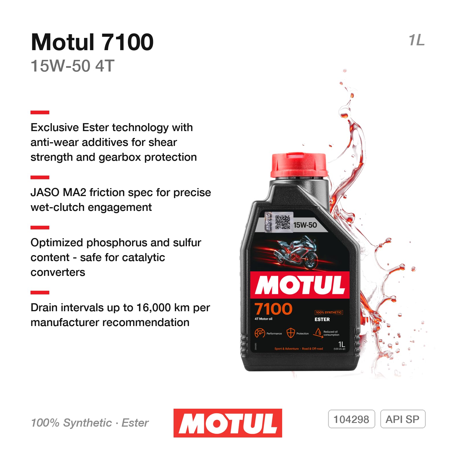 Amazon.com: Motul 7100 ESTER 15W50 (1L) 104298 : Automotive