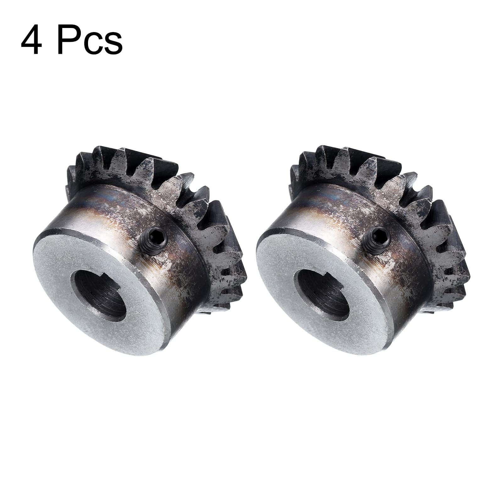 uxcell 4 pezzi ingranaggi conici 2 moduli 1:1 tasso di riduzione 20T 12 mm foro diametro pignone conico ingranaggi in ottone, 90 gradi sterzo con scanalatura per hardware rotazione meccanica