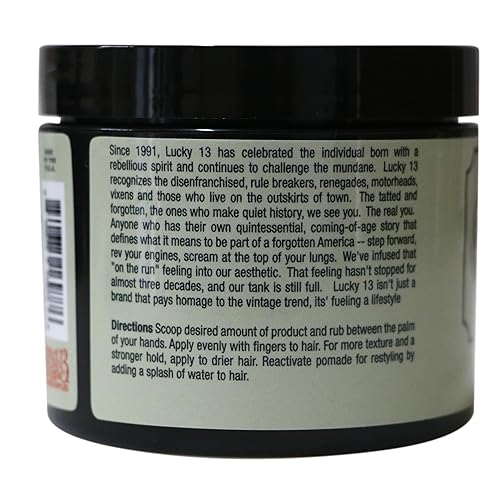 Miniatura 5 de Lucky 13 Barber Supplies - Pomada de arcilla para el cabello de primera clase, a base de agua, alta sujeción, acabado mate, aroma negro helado, 4