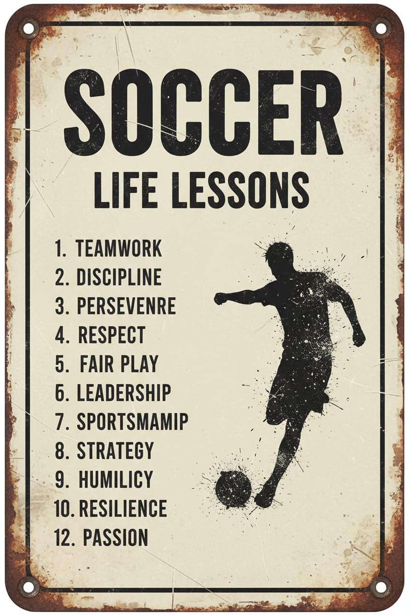 Inspirational Soccer Life Lessons Tin Sign, 8x12 Inch