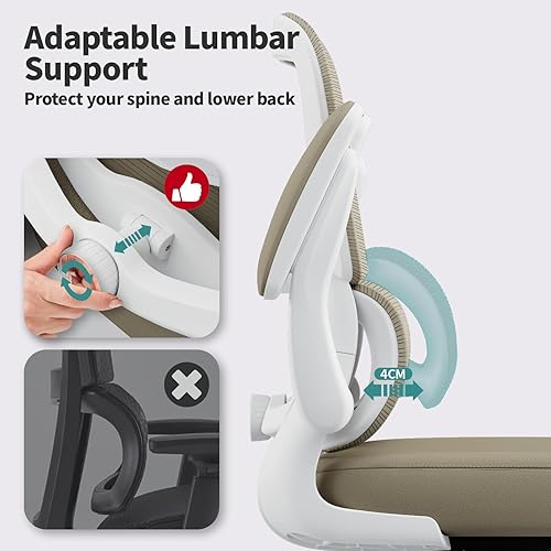 Miniatura 84 de Silla de oficina – Silla de escritorio ergonómica con soporte lumbar ajustable, silla de computadora de malla, silla ejecutiva para oficina en casa