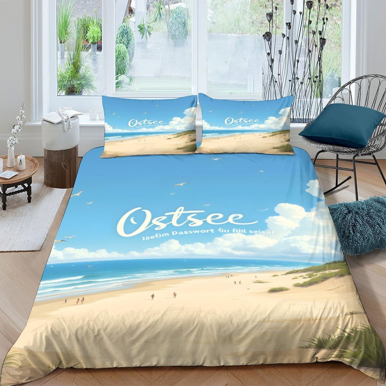 Ctjqhvkz Style-9 3D Printed Beach Ocean View Fitted Sheet Microfiber Soft Sand Coast Mattress Cover For Bedroom Home Decor Single（135X200cm）