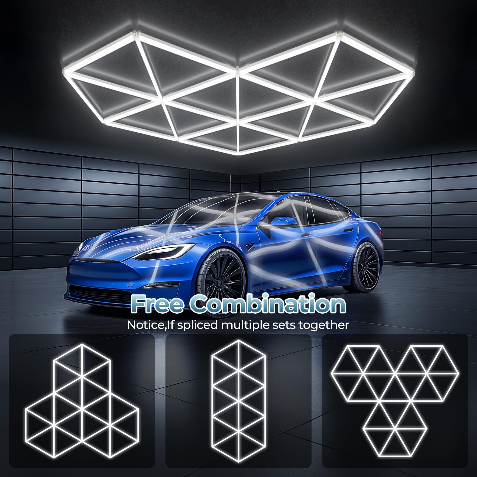 ALLYES Lot de 27 Lampes LED Hexagonales pour Garage, Ultra-lumineuses, Blanc Froid 6500K, Idéales pour Les Ateliers de Réparation Automobile, salles de sport, entrepôts