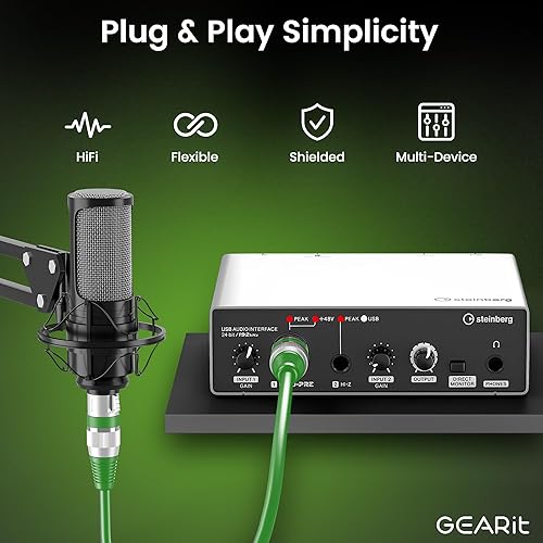 Vista 74 de GEARit XLR cable de micrófono macho a hembra (150 pies, 1 unidad) mezclador blindado equilibrado de 3 pines, estudio de grabación, podcast, negro