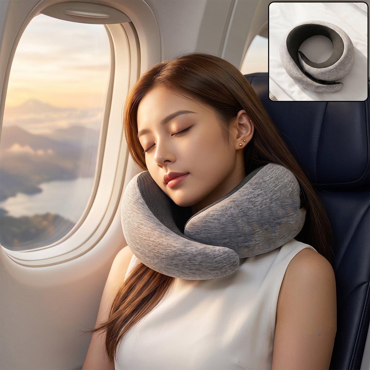 Soft Travel Neck Pillow, Memory Foam U-Shaped Support Pillow-image-31