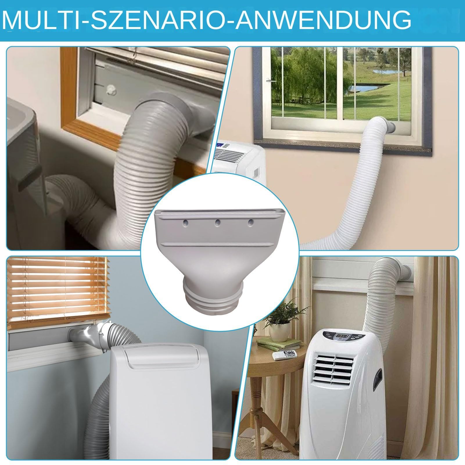 Flacher Klimaanlage Abluftschlauch Adapter, Klimaanlage Kippfenster Adapter Für 130mm/150mm Durchmesser Abluftschlauch Klimagerät Fenster, Abluftschlauchs Adapters Kippfenster Mobile/Auto Klimagerät