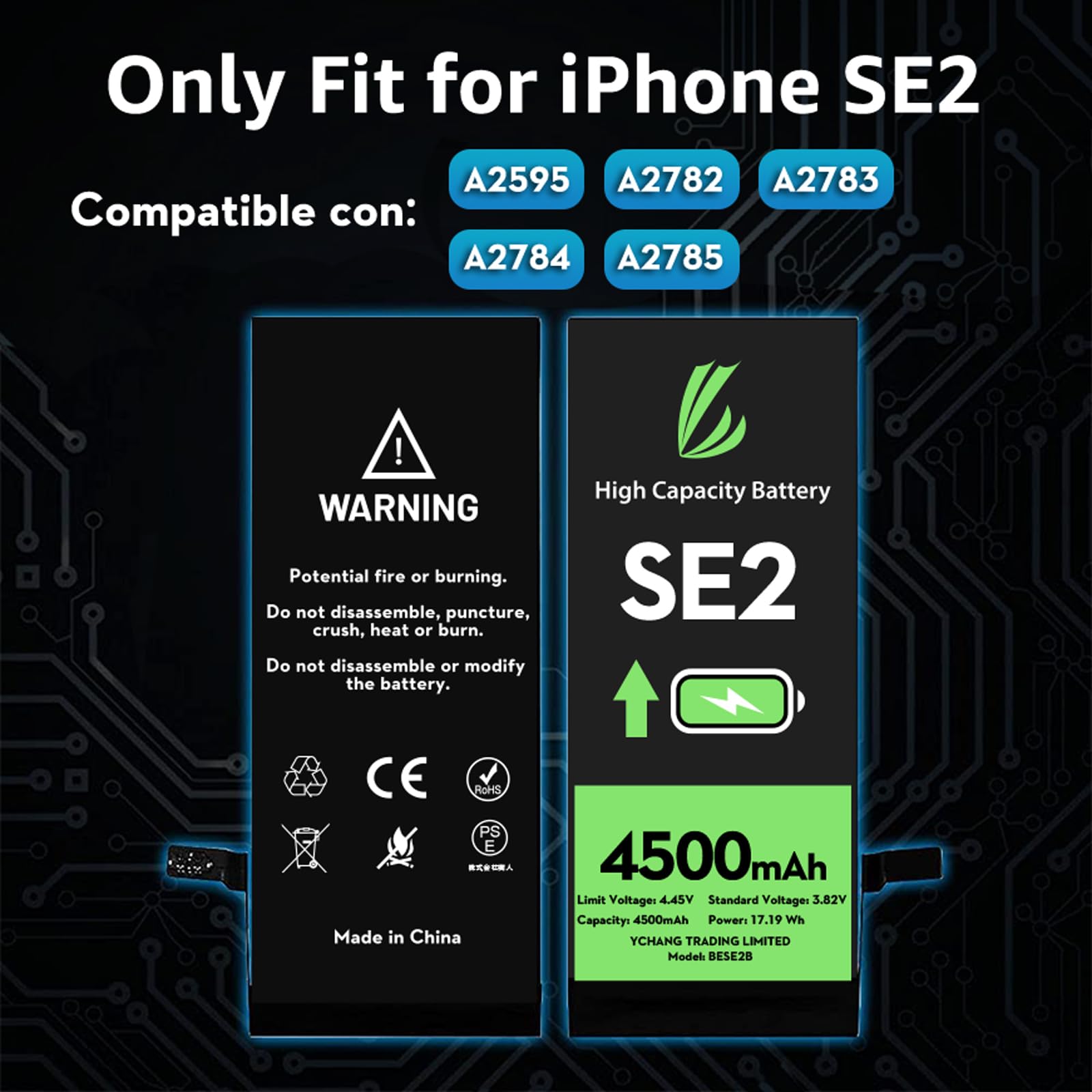LL TRADER Akku für iPhone SE 2020, 4500 mAh hohe Kapazität mit Reparaturwerkzeugen
