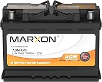 MARXONUS 48 H6 L3 Start-Stop AGM Car Battery 12V 70Ah 760CCA Maintenance Free - Fits BMW, Chevy, Ford, Honda & More