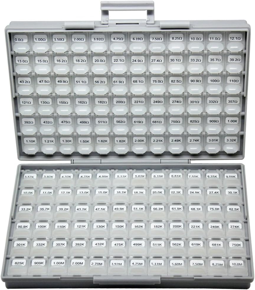AideTek SMT SMD 0201 Size 144 Values 100pc / Value Resistance Set 1% in Assortment Box-All Enclosure 14400pcs Assorted resistors kit