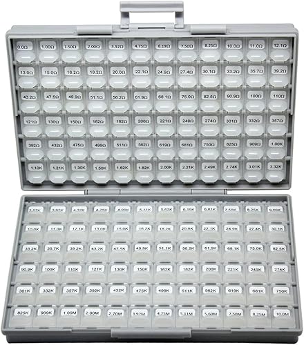 AideTek SMT SMD 0201 Tamaño 144 Valores 100 piezas  Juego de resistencia de valor 1% en caja surtida - Todo el recinto 14400 piezas Kit de
