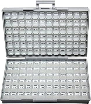AideTek SMT SMD 0201 Size 144 Values 100pc / Value Resistance Set 1% in Assortment Box-All Enclosure 14400pcs Assorted resistors kit