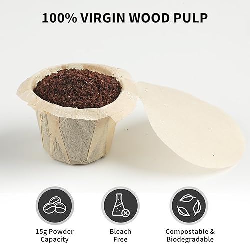 Miniatura 9 de 200 filtros Fanativita K Cup desechables con diseño de tapa Genius, se adaptan a todas las tazas K reutilizables para Keurig (blanco)