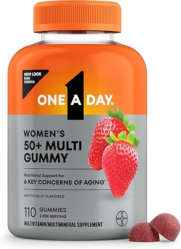One A Day Más de 50 gomitas para mujer, multivitamínico avanzado para mujeres, vitaminas para apoyo cerebral y apoyo inmunológico, multivitaminas