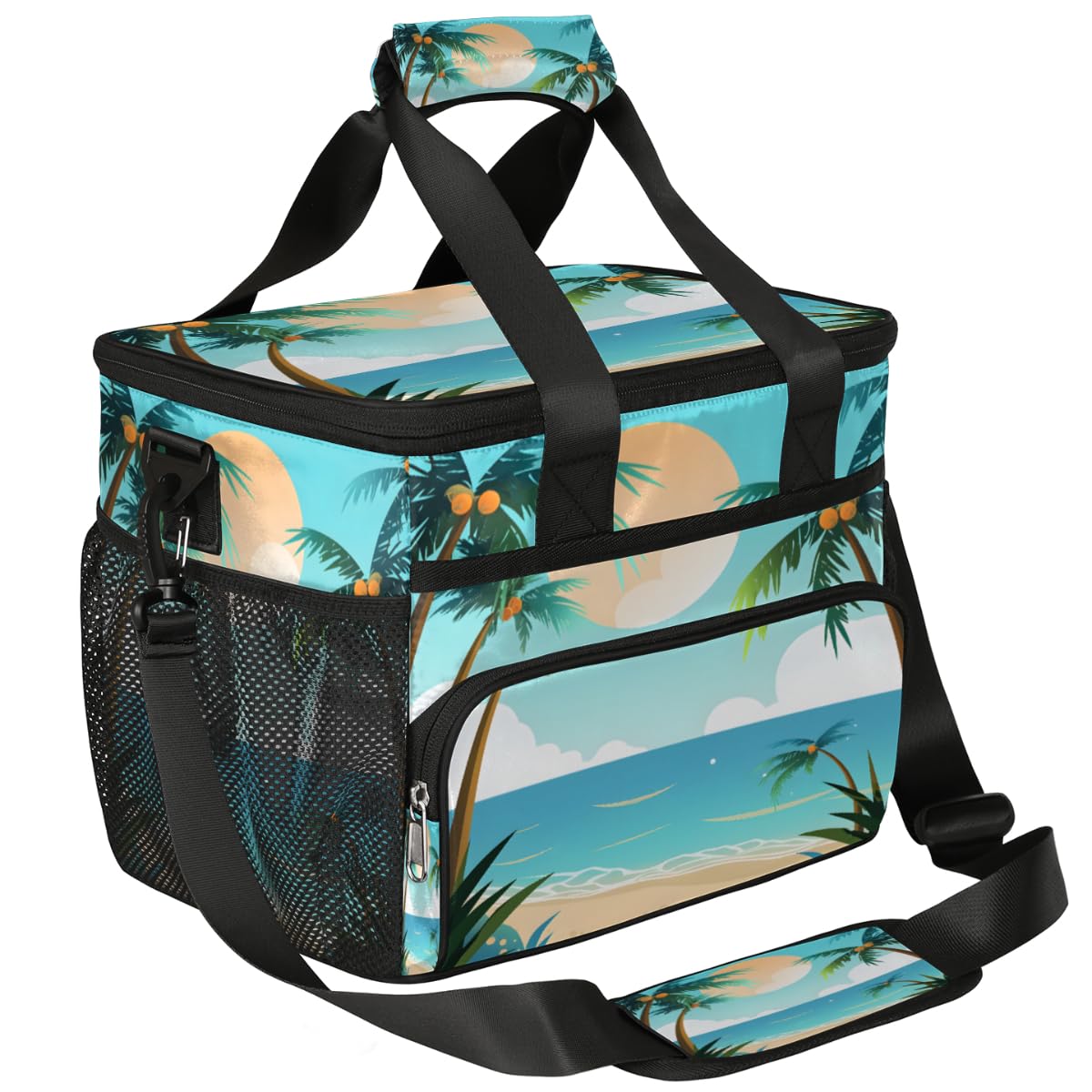 Beach Insulated Picnic Backpack Lunch Box for Women Men Picnic Basket Tote Lunch Bag Picnic Bag Portable Lunch Bags for Picnic, Beach, Work, Trip,Office, Camp Summer Coconut Palm