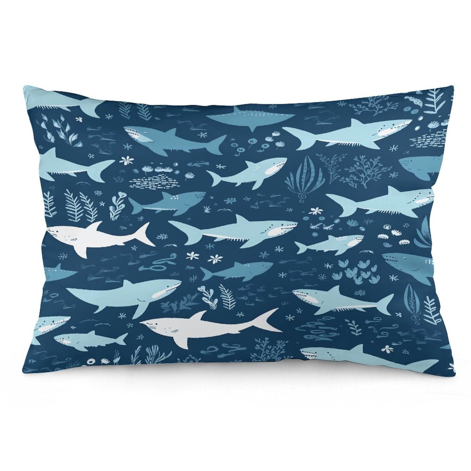 Sharks Throw Pillow Covers with Silent Zipper Polyester Pillow Protectors Removable Pillow Cases Soft Pillowcase Cozy Pillow Sham Cushion Cover for Sofa Car Bed 16 "x24