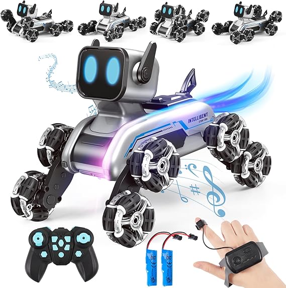 Remote Control Robot Dog Toy for Kids,2.4Ghz 8WD Gesture Sensing Stunt Rc Cars with Music & Light,Children Birthday Gift for 6 7 8 9 10 11 12 Years Old Boys
