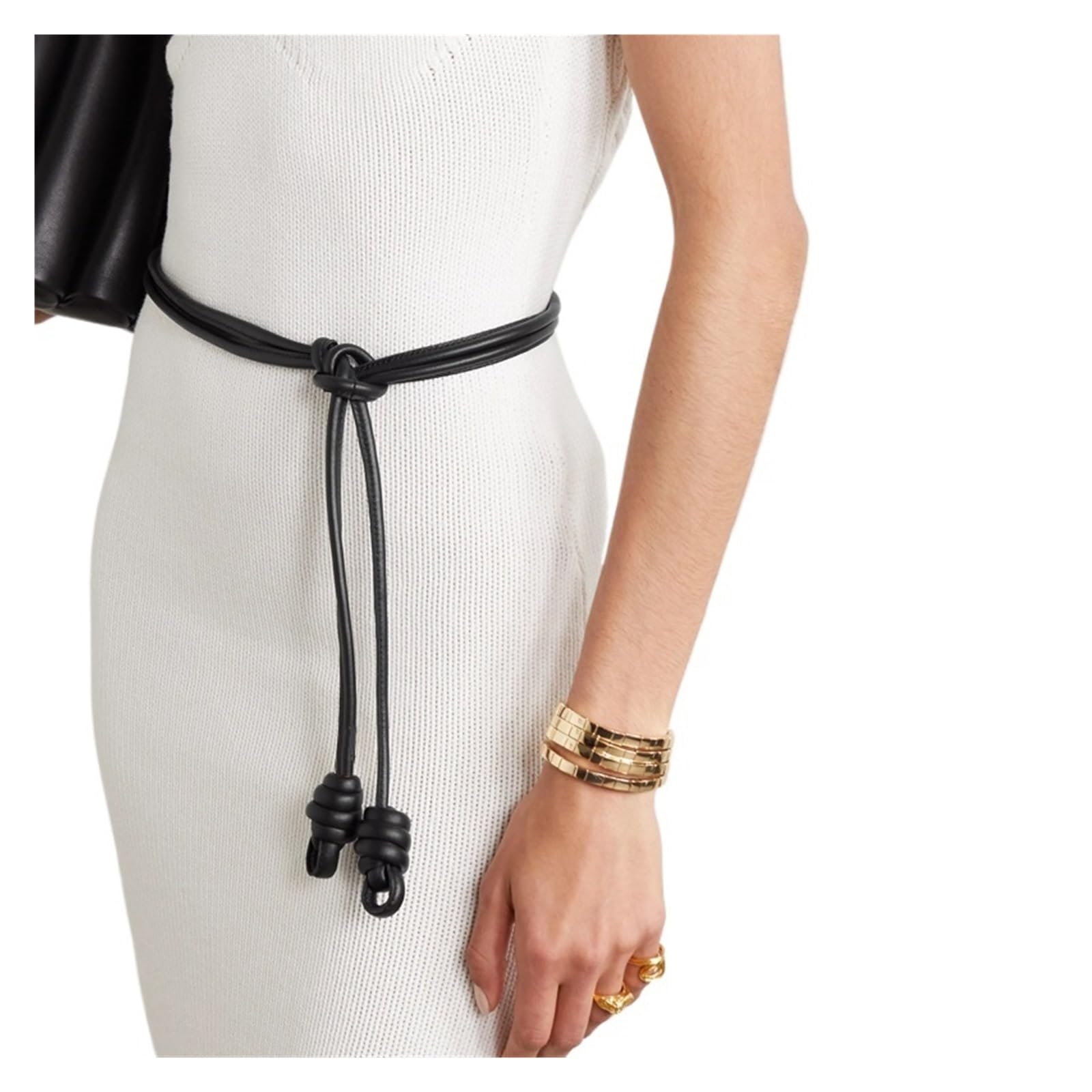 JHSDHYD Cinturón De Cuerda Extralargo Con Cuentas Cadena decorativa de cierre pequeño for mujer, cinturón fino redondo cuero moda, cuerda cintura con nudo piel oveja personalizada