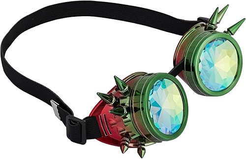 Miniatura 107 de Gafas caleidoscopio para raves trippy psicodélico steampunk con lentes de cristal de difracción de prisma arcoíris Negro