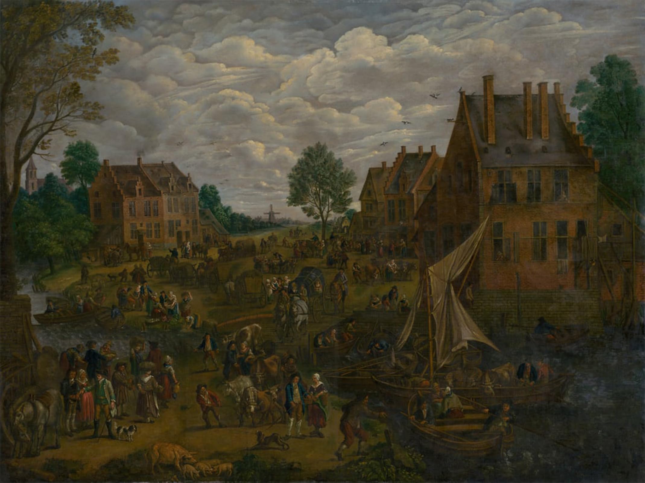 SERENDIPITP Retro Picture Poster Wall Art Pictures Painting Dutch Fair by Jan the Elder Brueghel Wall Art Canvas Print for Wall Decor 60x90cm