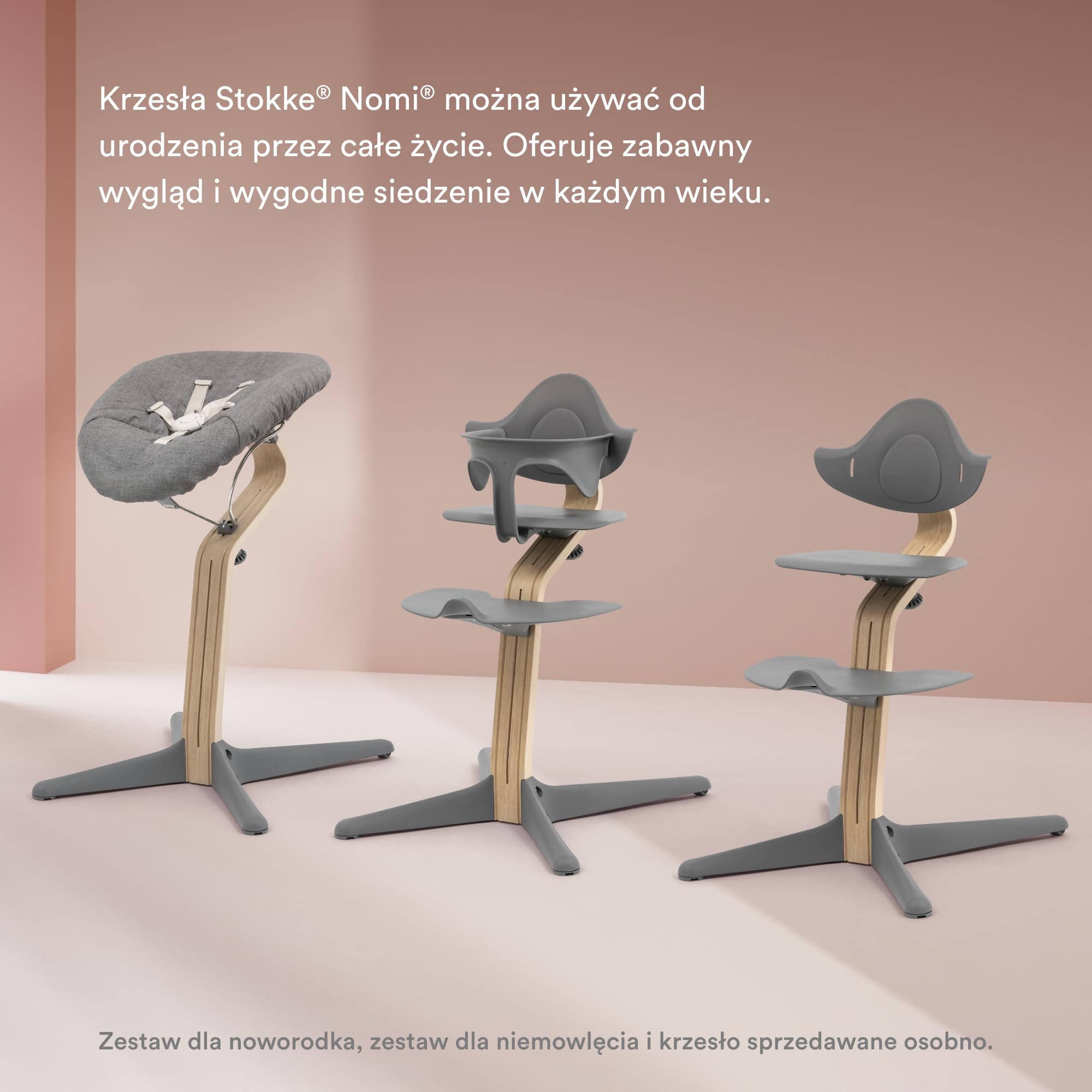 Poduszka Stokke Nomi, Grey Pink - dodaje miękkości i wygody krzesełku Nomi i krzesełku do karmienia - dla dzieci w wieku 6+ miesięcy - można prać w pralce