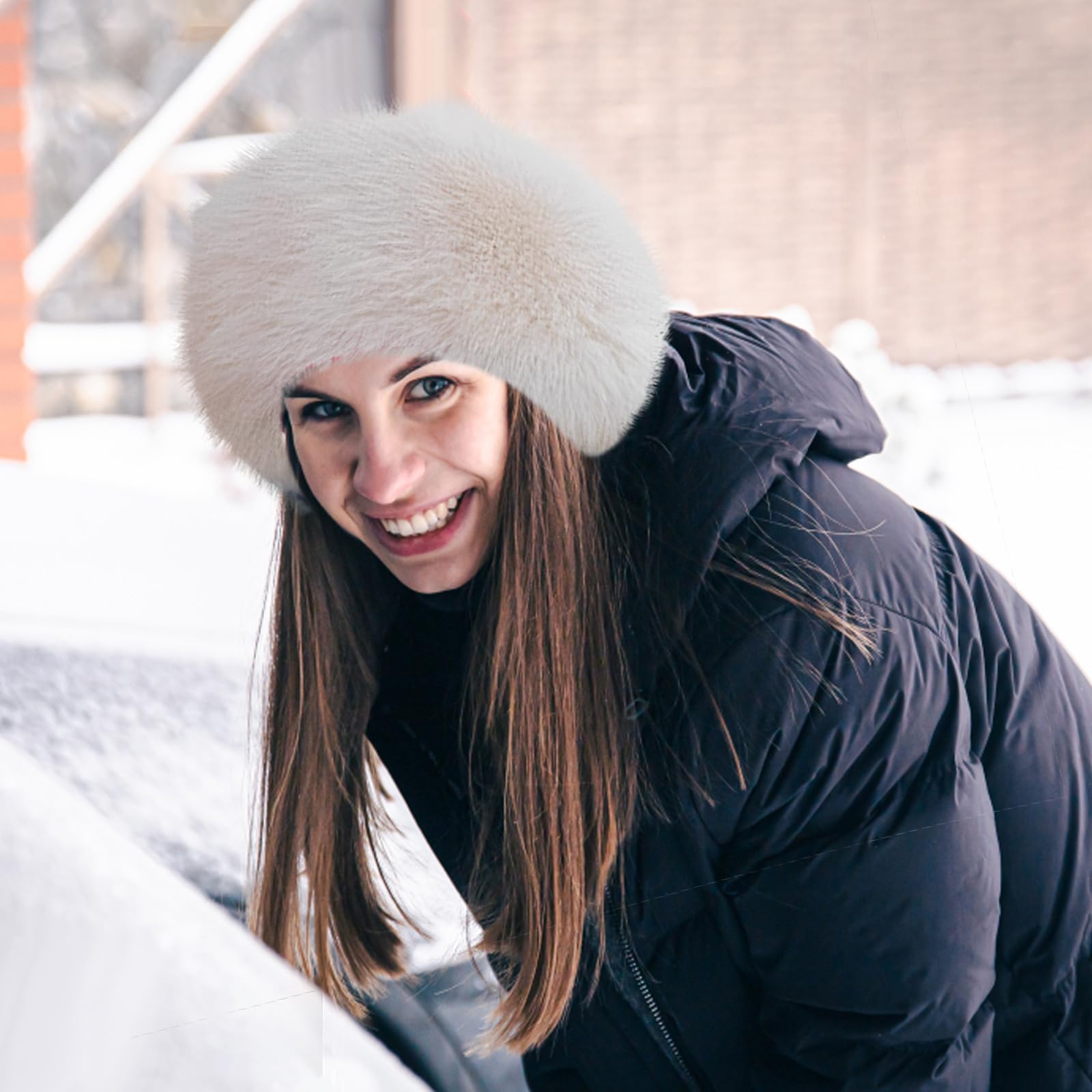 Uposao Hiver Fausse Fourrure Chapeau Thermique Chapeau pour Femmes Homme Super Épais Chaud Chapeau Dôme Béret pour Ski Snowboard Moto Camping Randonnée Cyclisme