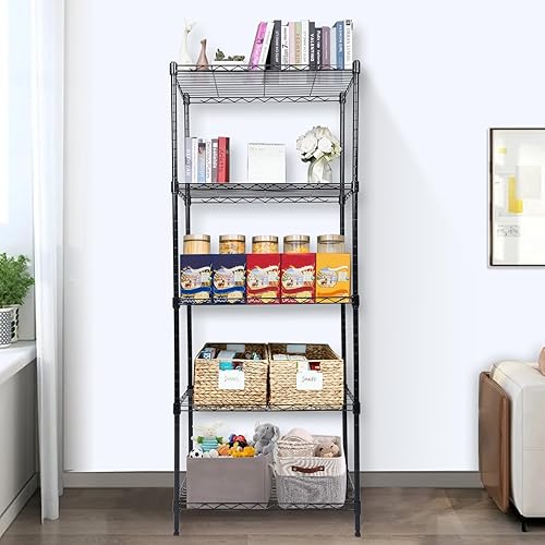 Miniatura 2 de Whitmor 5 Tier Shelving Unit, Adjustable Storage Shelves with Wheels, Wire Shelving, 400 lbs Capacity per Shelf, Max 2000 lbs Total for Laundry,