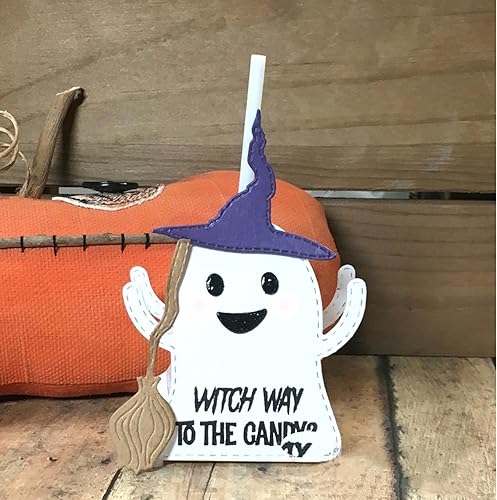 Miniatura 3 de Caja de Halloween fantasma troquelada de metal, troquelada de calavera fantasma de Feliz Halloween, plantillas de corte para bricolaje, grabado,