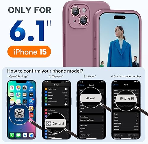 Miniatura 854 de Miracase - Funda diseñada para iPhone 11 con protector de pantalla, funda de goma de silicona líquida, protección total contra caídas y a prueba