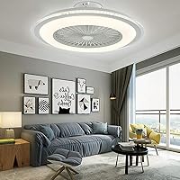 Vista 2 de US DELIVER - Candelabro LED con ventilador de techo, 36 W, iluminación de techo, regulable con control remoto, velocidad de viento ajustable