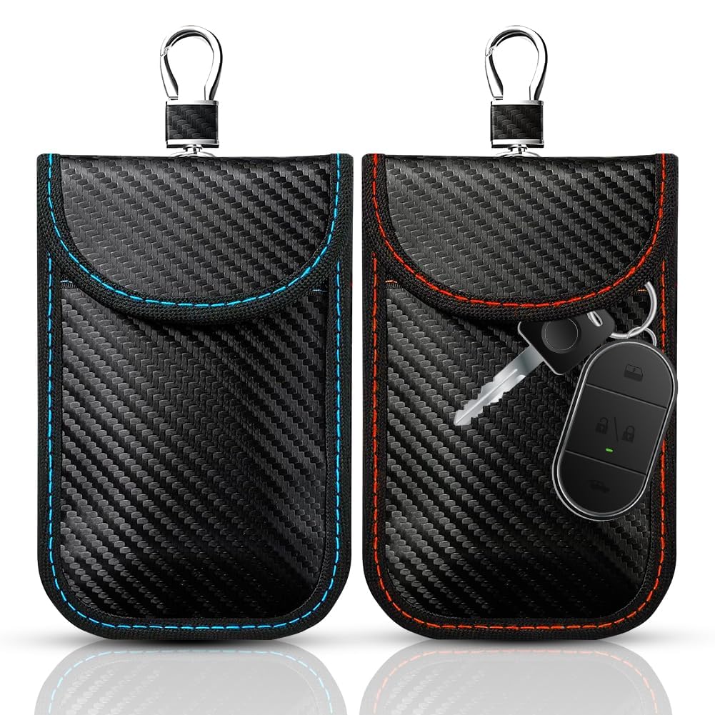 Pouch for Car Keys, [2 Pack] Car Key Signal Blocking Case, RFID Key Pouch Keyless Car Blocker, Signal Blocker for Car Security Anti-Theft (Green + Red) — view 9