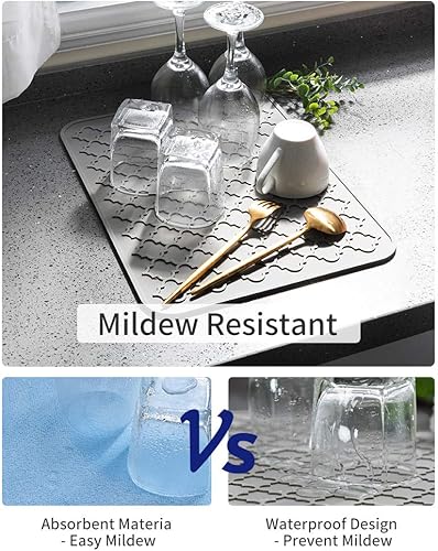 Miniatura 8 de AMOAMI -Tapete de secado de platos para cocina, de silicona para secar platos, tapete de secado de platos de cocina, resistente al calor, accesorios