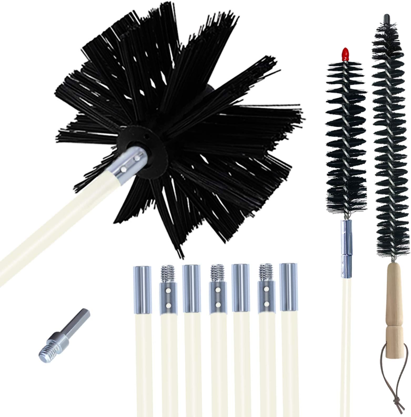 EAZY2HD 24 Feet Dryer Duct Cleaning Kit,Lint Remover,Flexible Dryer Vent Cleaner Kit, Chimney Brushes Extends up to 24 Feet,Synthetic Brush Heads,Use With or Without a Power Drill