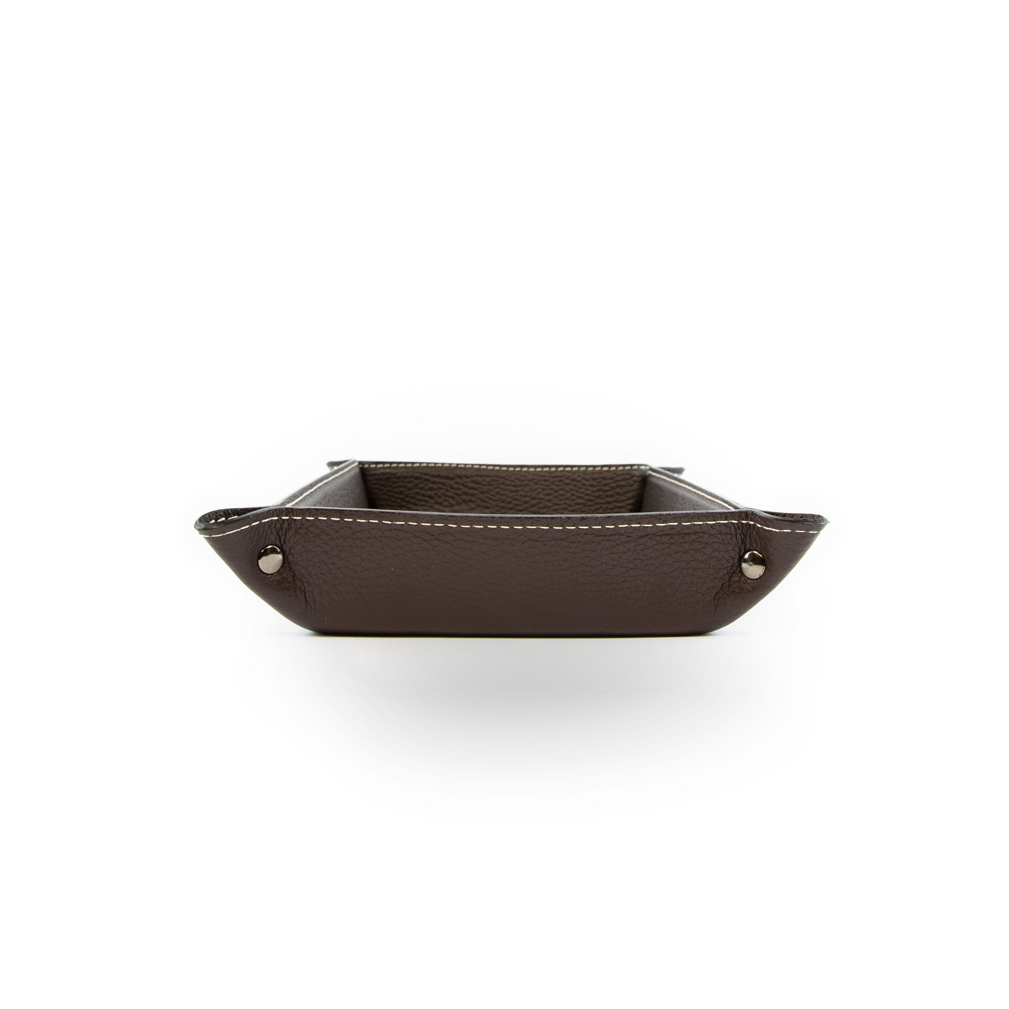 Luni Taschenleerer Leder, Handgearbeitet in klassischem italienischem Stil, Ordentlich Tablett, Dunkelbraun (28x19 cm)