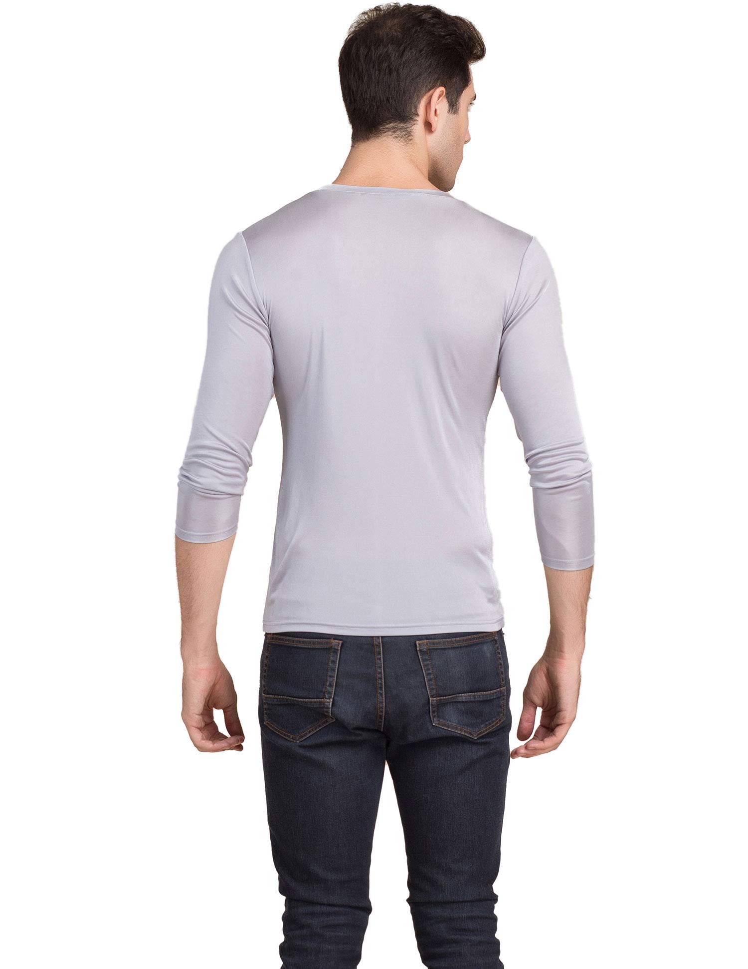 Paradise Silk Maglia da uomo in pura seta con scollo a V a maniche lunghe