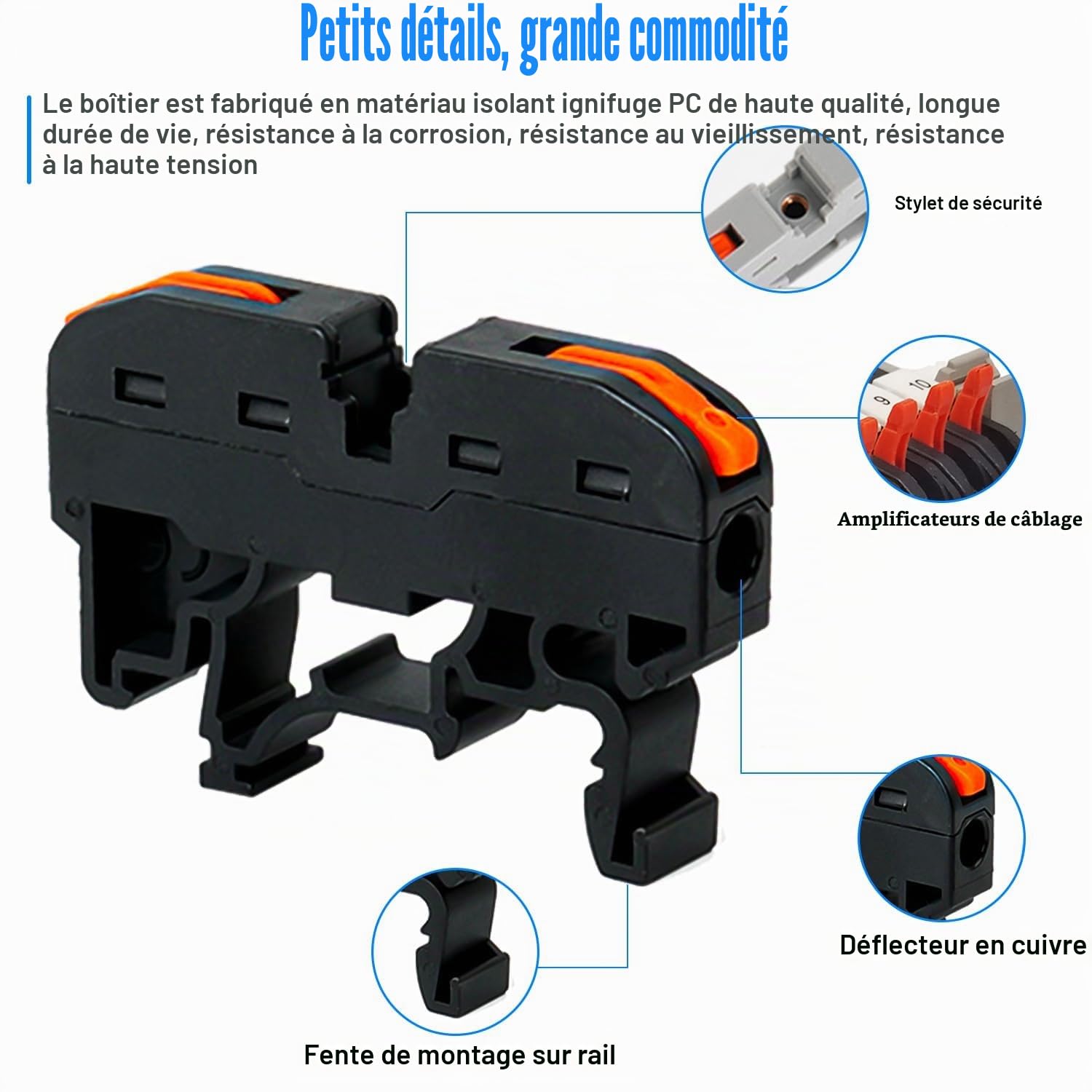 60 Pièces Bornier Electrique, Bornier Electrique Terre, Connecteur Electrique Rapide, Borne de Connexion électrique, Borne de Connexion électrique, pour Projets de Bricolage Câblage
