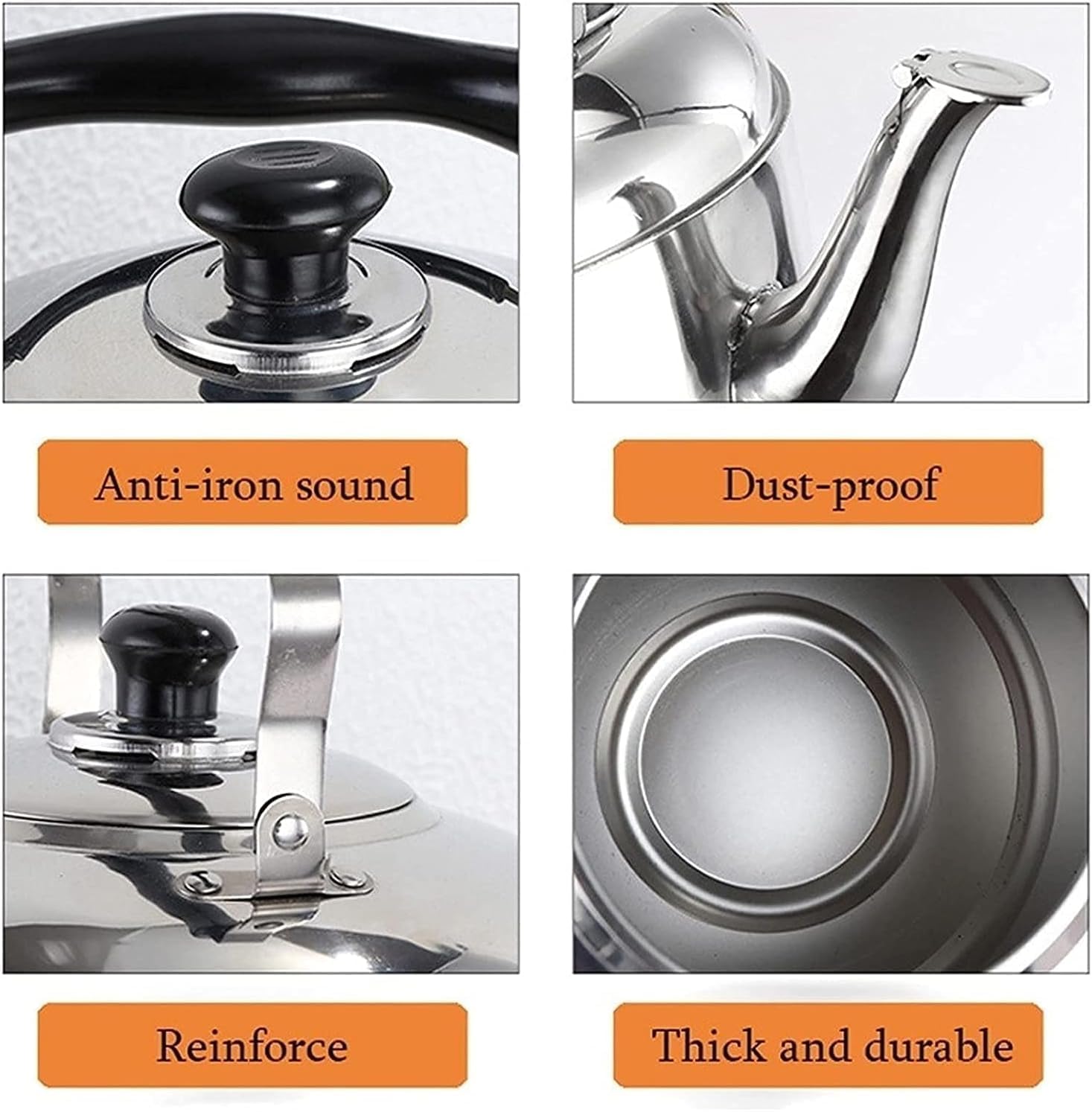 Stove Top Whistling Kettle Camping Coffee Pot Stainless Steel Tea Whistle Kettle Ergonomic Handle Large Capacity Kettle For Stove Camping Kettle, Silver, 10L