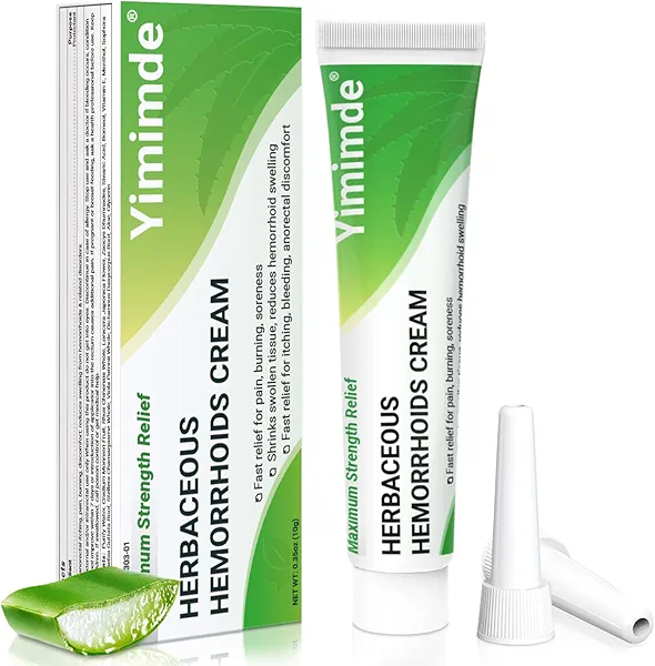 yimimde Hemorrhoid Treatment Ointment - 14 Herbal Formula for Fast Relief from Pain, Itching, Burning, Swelling & Fissures | Natural Aloe & Vitamin E | Travel-Friendly 10g Pieces Tubes