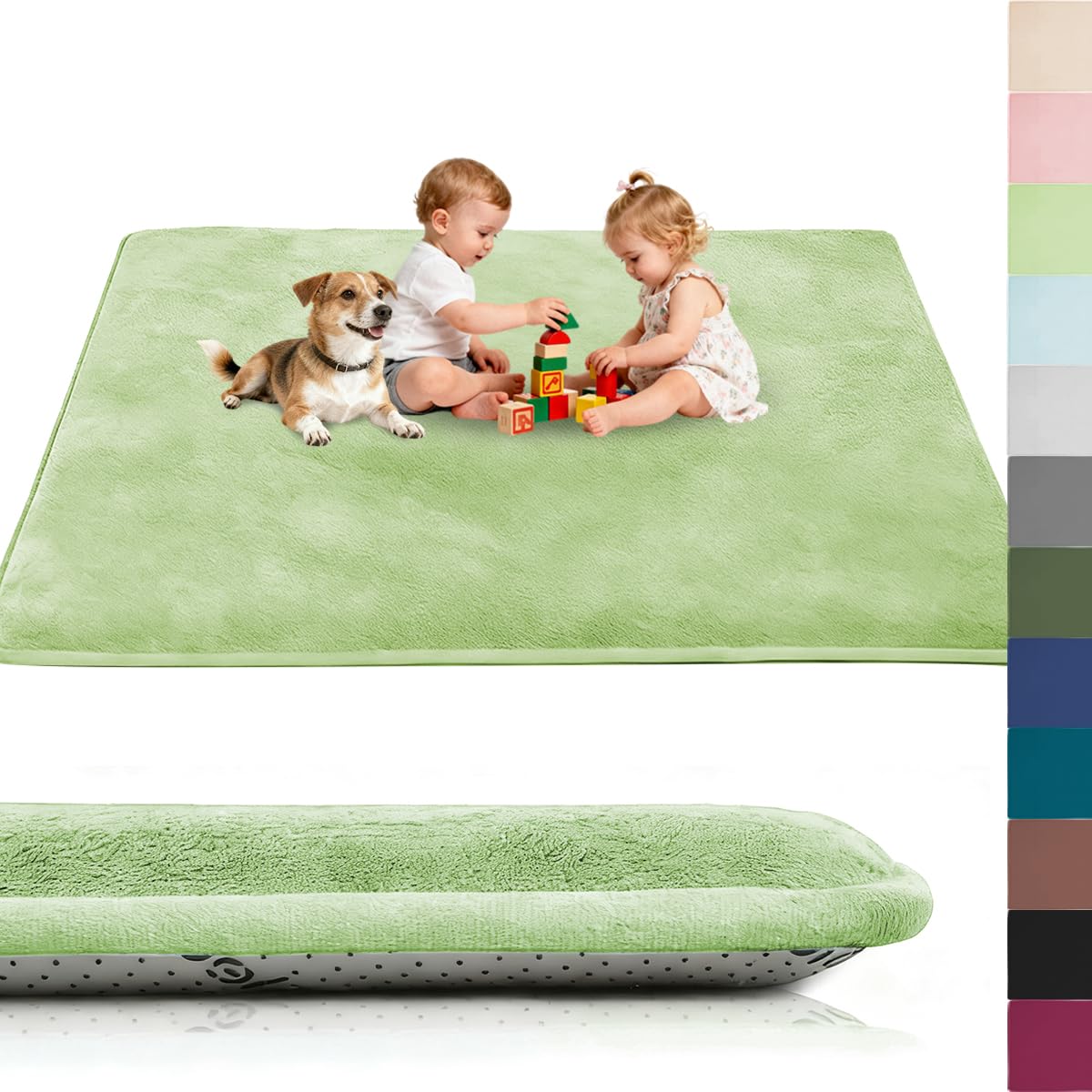 Voxirum Coral Velvet Rug for Children, Crawling Rug Baby, 0.78in Thick Memory Foam Rug, Extra Soft Activity Floor Mat, Non Slip Crawling Mat for Toddlers, Infants, Kids, Yoga Mat, 40 x 120 cm