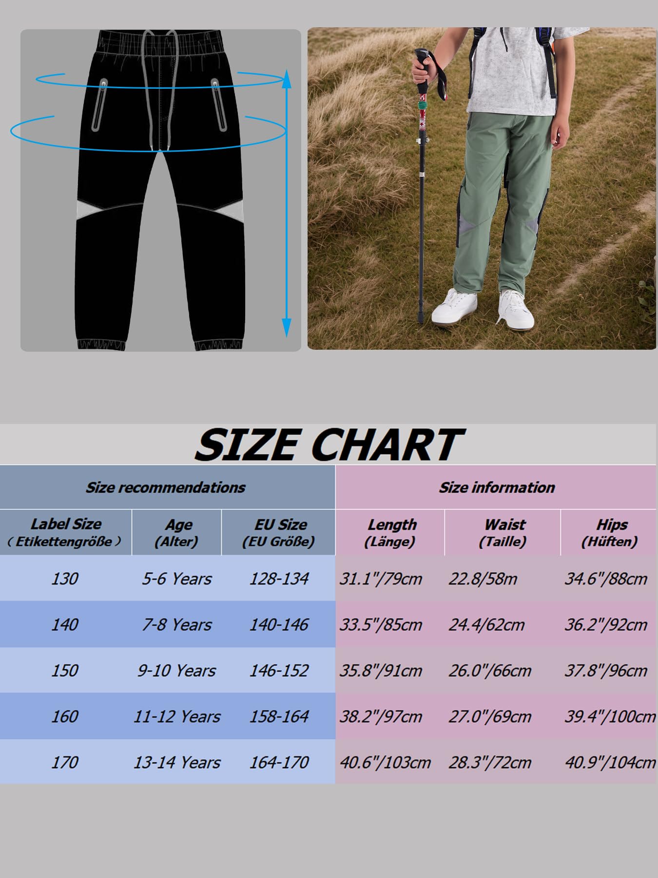 Pantaloni estivi da trekking, impermeabili, per bambini, per attività all'aria aperta
