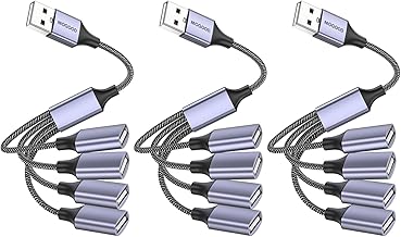 4 in 1 USB Splitter Cable,USB to USB Cable Adapter,USB to 4 USB Adapter,Splitter 4 USB Cable,USB Power Split Adapter for Data Charging Power Adapter for Mac,Car, Xbox One, PS4, PS5, PC