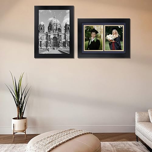 Miniatura 8 de Golden State Art, Marco de diploma doble de 14 x 20 pulgadas, marco marrón desestresado para dispalay documento doble de 8.5 x 11 pulgadas con