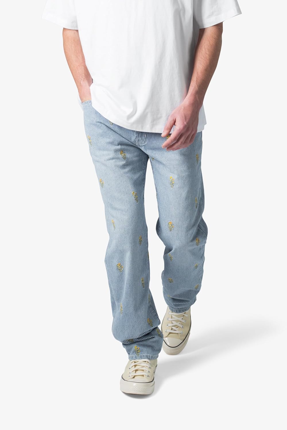 mnml Men's Mnml Men's V656 Pinstripe Flower Denim