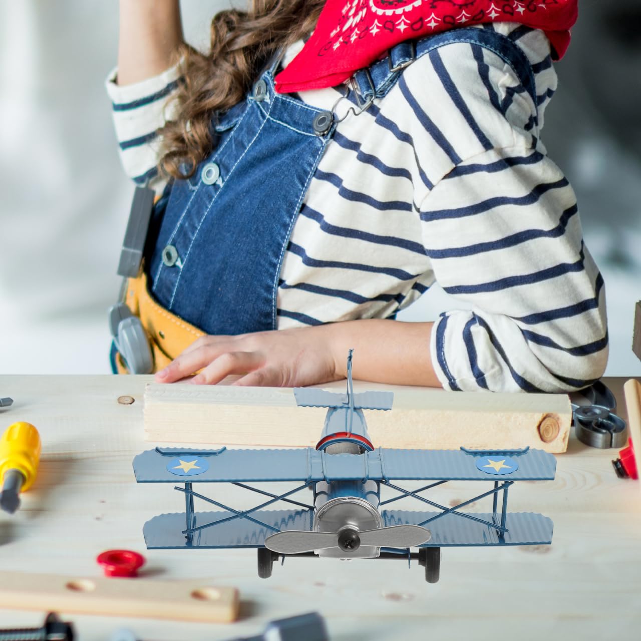 Modellino Di Aeroplani In Metallo Modello Di Aereo Retrò Aliante Biplano Modello Di Aeroplano Giocattolo Per Bambini Ornamento Scrivania Per Decorazioni Per La Camera